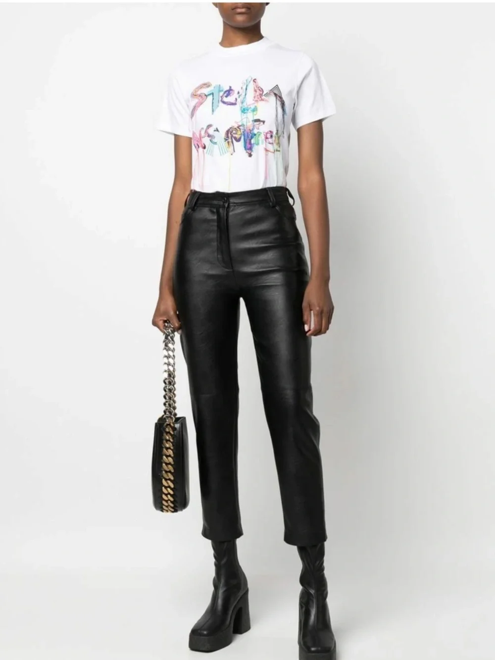 Stella McCartney Logo Graphic 3D Fringe Colorful White Cotton T-Shirt NEW - Picture 4 of 13
